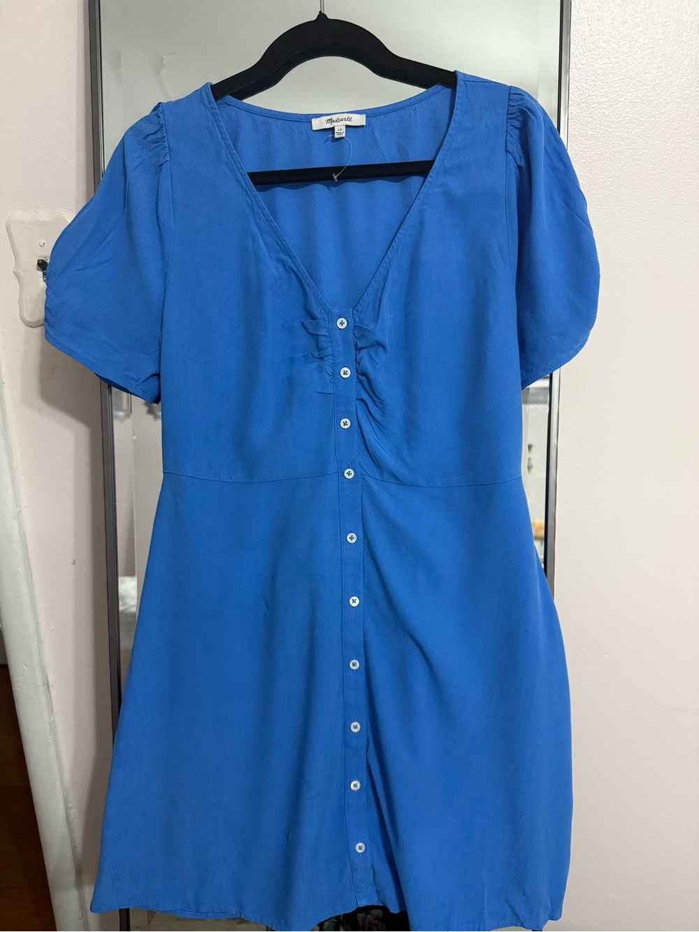 Madewell Bright Blue Button-Front V-Neck Top